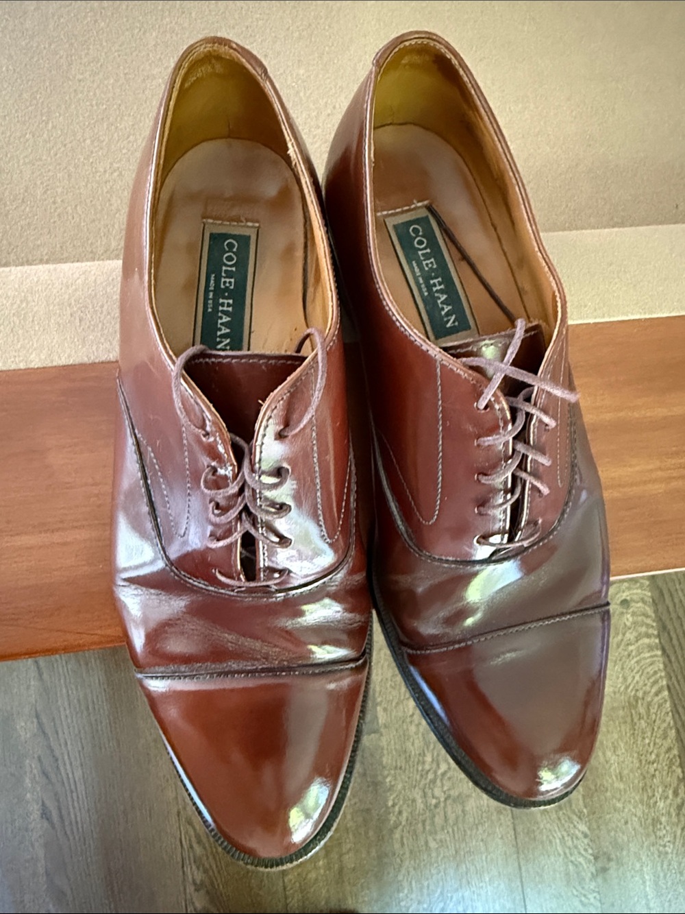 Cole Haan Men's Chestnut Brown Leather Cap-Toe Oxfords
